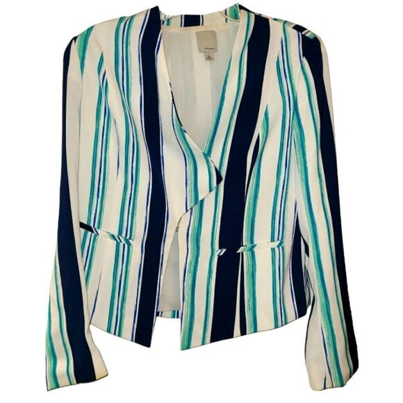 Halogen A- Symmetrical Striped Blazer - Picture 2 of 10